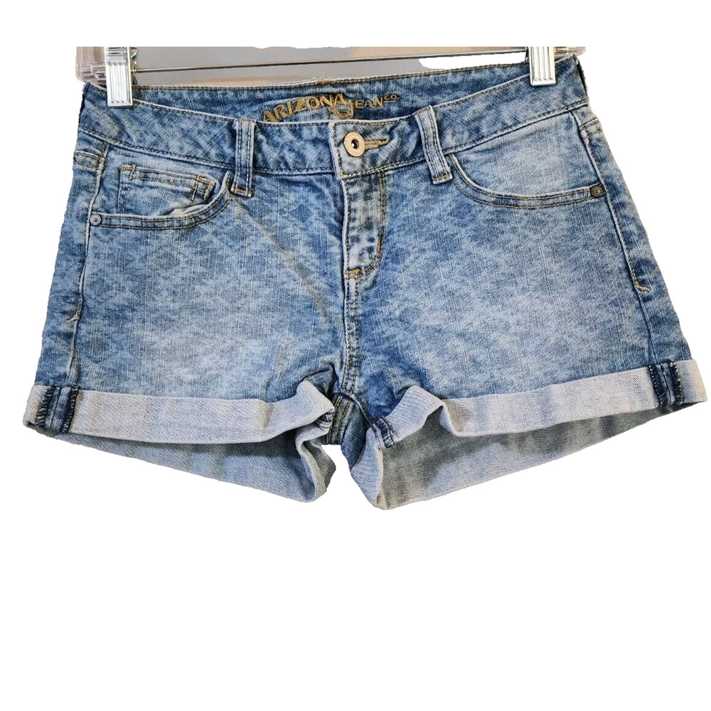Arizona Womens Cuffed Y2K Jean Shorts Size 1 juniors Diamond Pattern Mid Rise